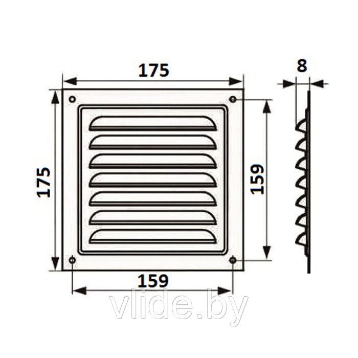 Решетка вентиляционная ZEIN Люкс РМ1717С, 175 х 175 мм, с сеткой, металлическая, серая - фото 7 - id-p218093903