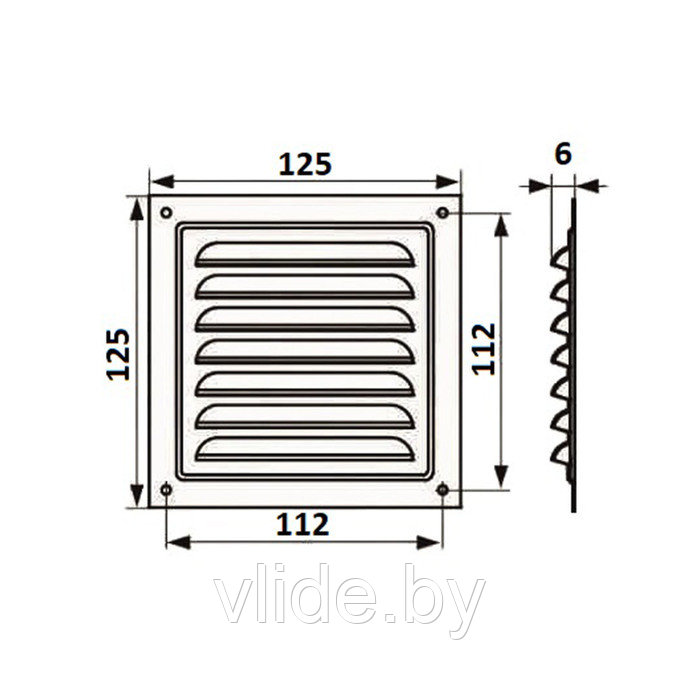 Решетка вентиляционная ZEIN Люкс РМ1212, 125 х 125 мм, с сеткой, металлическая, белая - фото 7 - id-p202254473