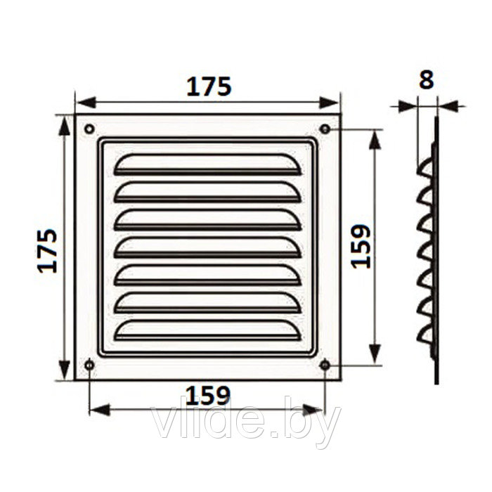 Решетка вентиляционная ZEIN Люкс РМ1717М, 175х175 мм, с сеткой, металлическая, медный антик - фото 7 - id-p205025618
