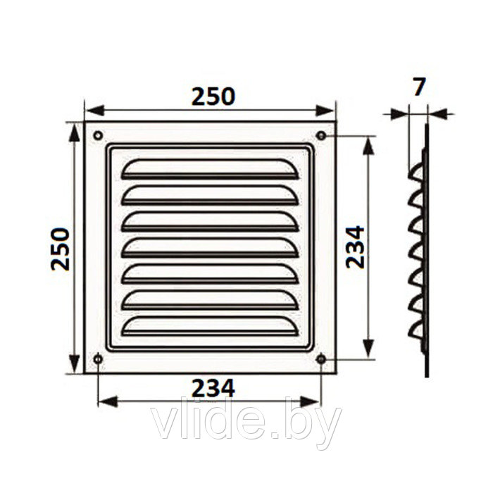 Решетка вентиляционная ZEIN Люкс РМ2525М, 250 х 250 мм, с сеткой, металлическая, медная - фото 7 - id-p218093907