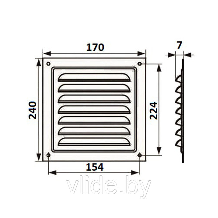 Решетка вентиляционная ZEIN Люкс РМ1724, 170 х 240 мм, с сеткой, металлическая, белая - фото 7 - id-p205049587