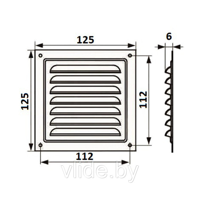 Решетка вентиляционная ZEIN Люкс РМ1212С, 125 х 125 мм, с сеткой, металлическая, серая - фото 7 - id-p205025626