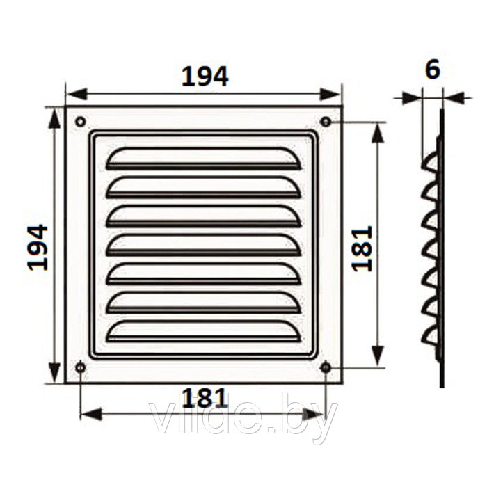 Решетка вентиляционная ZEIN Люкс РМ1919С, 190 х 190 мм, с сеткой, металлическая, серая - фото 7 - id-p205025628