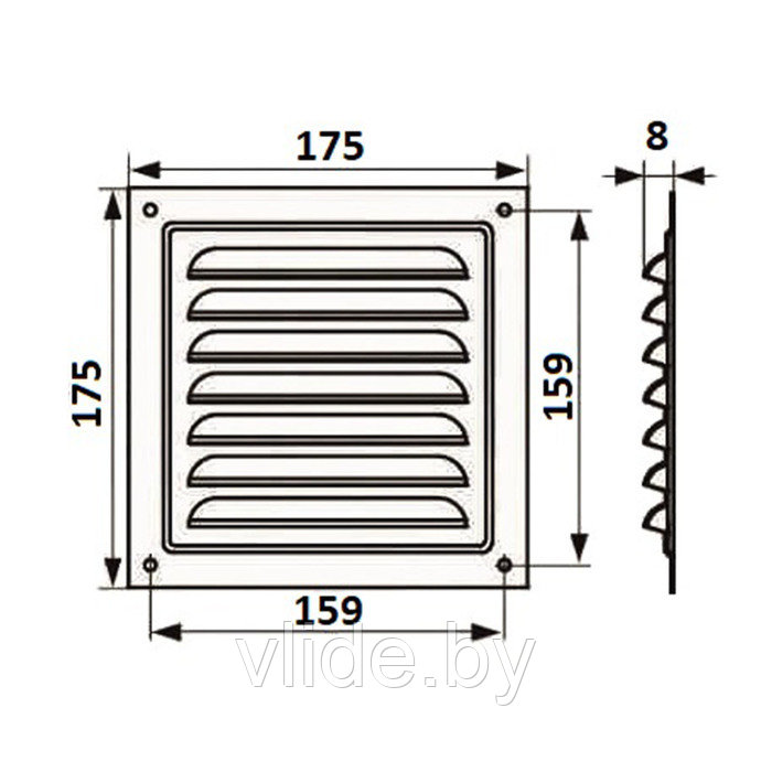 Решетка вентиляционная ZEIN Люкс РМ1717СР, 175 х 175 мм, с сеткой, металлическая, серебряная - фото 7 - id-p205025630