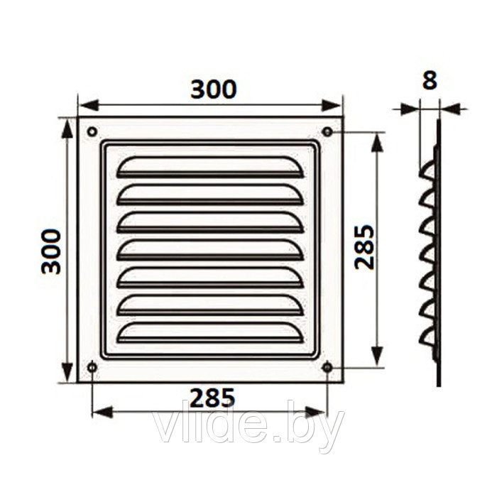 Решетка вентиляционная ZEIN Люкс РМ3030СР, 300 х 300 мм, с сеткой, металлическая, серебряная - фото 7 - id-p205025631