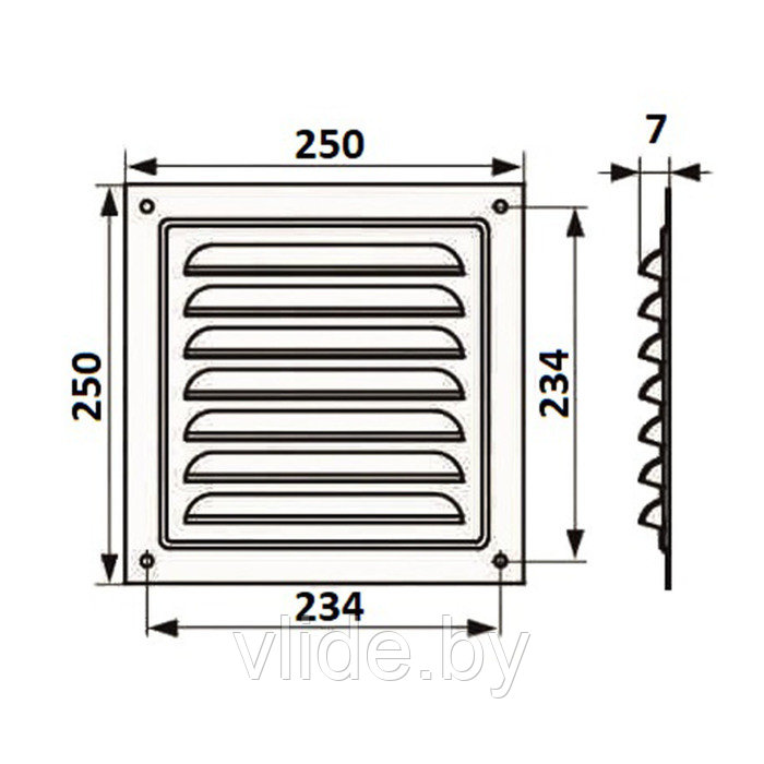 Решетка вентиляционная ZEIN Люкс РМ2525СР, 250 х 250 мм, с сеткой, металлическая, серебро - фото 7 - id-p218093912