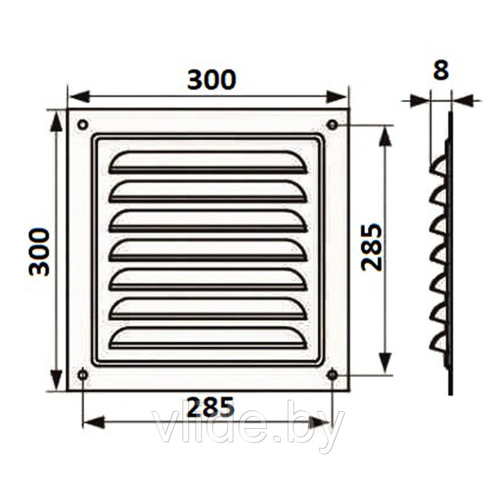 Решетка вентиляционная ZEIN Люкс РМ3030, 300 х 300 мм, с сеткой, металлическая, белая - фото 7 - id-p218093913