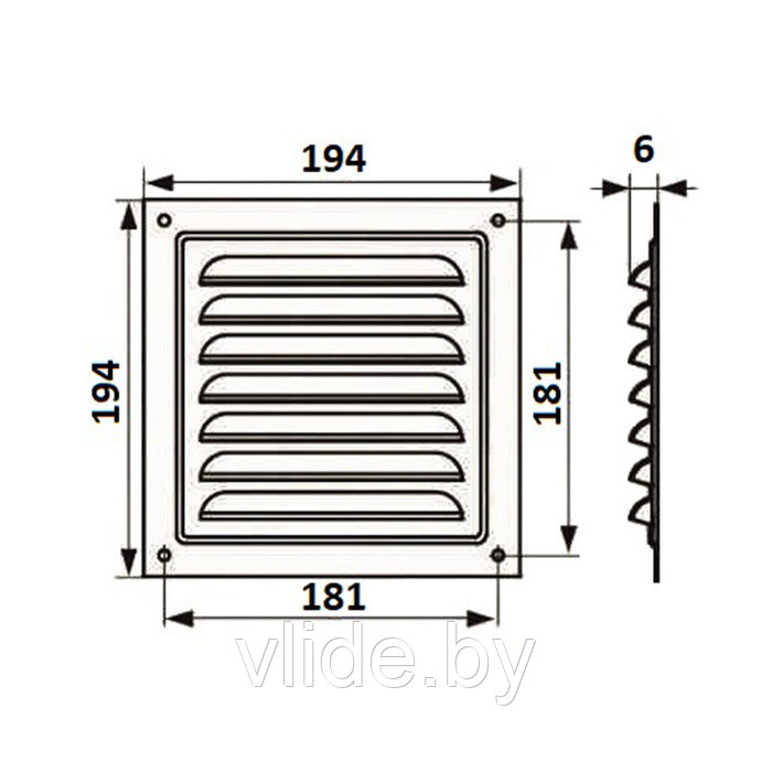 Решетка вентиляционная ZEIN Люкс РМ1919, 190 х 190 мм, с сеткой, металлическая, белая - фото 7 - id-p205049591