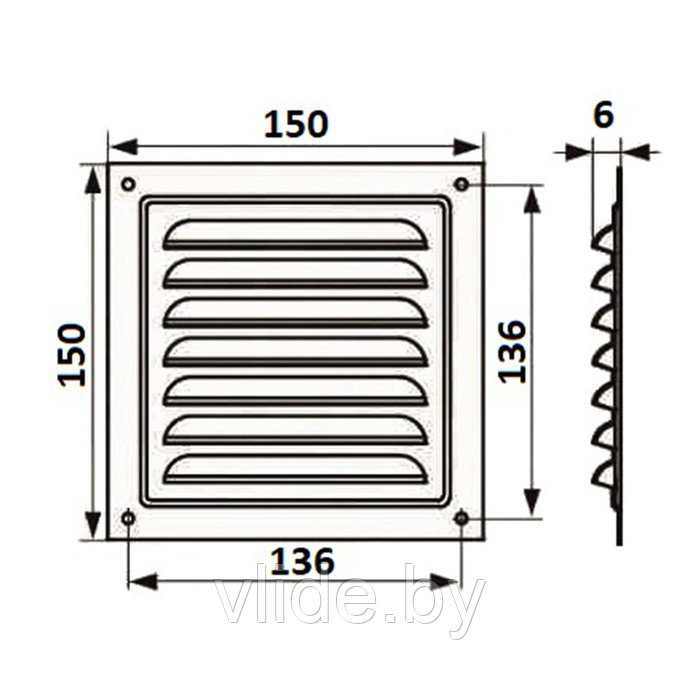 Решетка вентиляционная ZEIN Люкс РМ1515М, 150х150 мм, с сеткой, металлическая, медный антик - фото 7 - id-p205025639