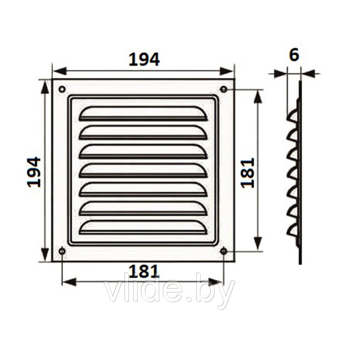 Решетка вентиляционная ZEIN Люкс РМ1919М, 190х190 мм, с сеткой, металлическая, медный антик - фото 7 - id-p205025640