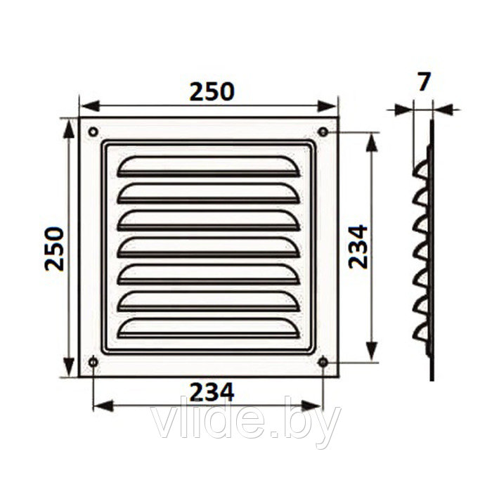 Решетка вентиляционная ZEIN Люкс РМ2525С, 250 х 250 мм, с сеткой, металлическая, серая - фото 7 - id-p205025641