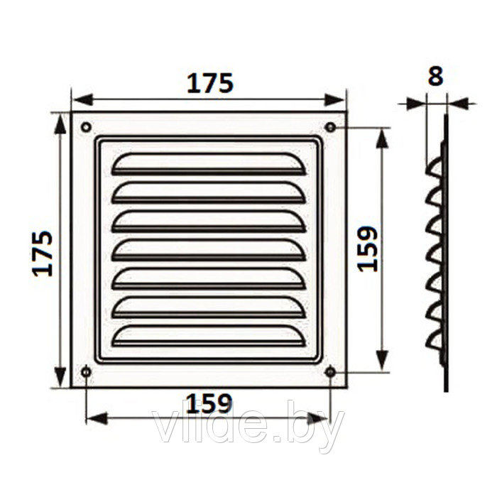 Решетка вентиляционная ZEIN Люкс РМ1717З, 175 х 175 мм, с сеткой, металлическая, золотая - фото 7 - id-p205025642