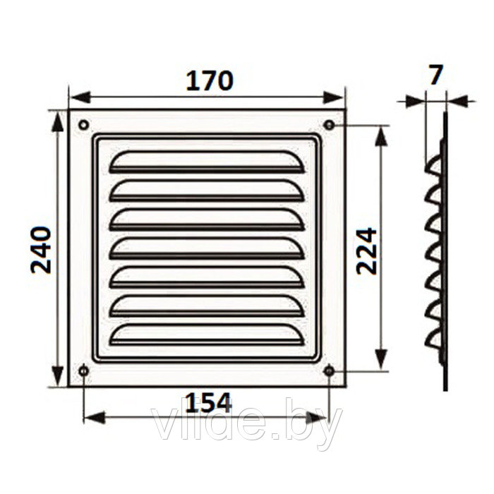 Решетка вентиляционная ZEIN Люкс РМ1724З, 170 х 240 мм, с сеткой, металлическая, золотая - фото 7 - id-p205025645