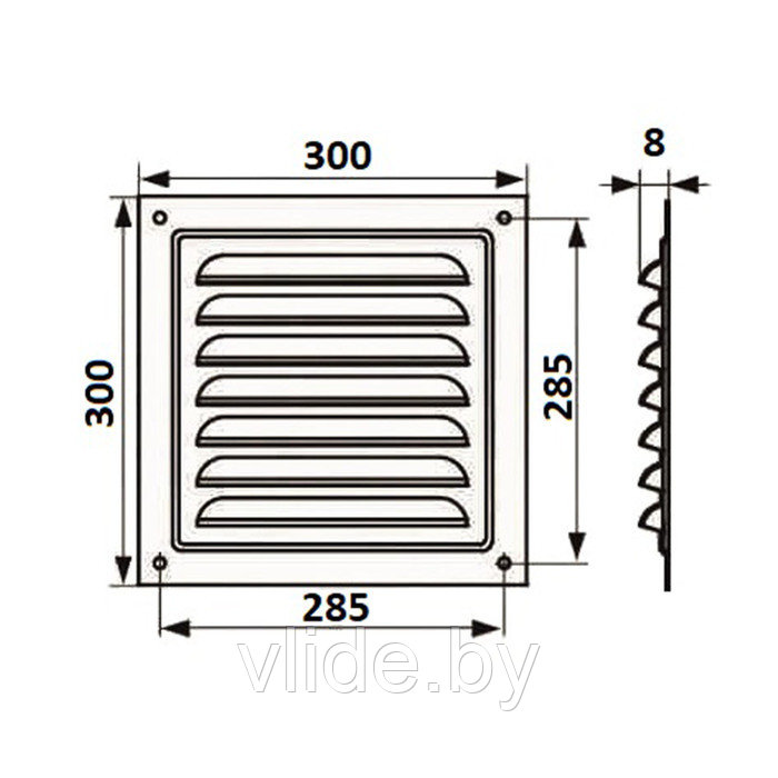Решетка вентиляционная ZEIN Люкс РМ3030Ц, 300 х 300 мм, с сеткой, металлическая, оцинковка - фото 7 - id-p218093918