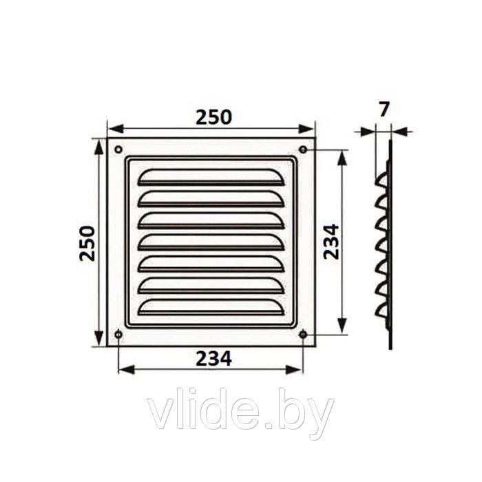 Решетка вентиляционная ZEIN Люкс РМ2525, 250 х 250 мм, с сеткой, металлическая, белая - фото 7 - id-p207384516