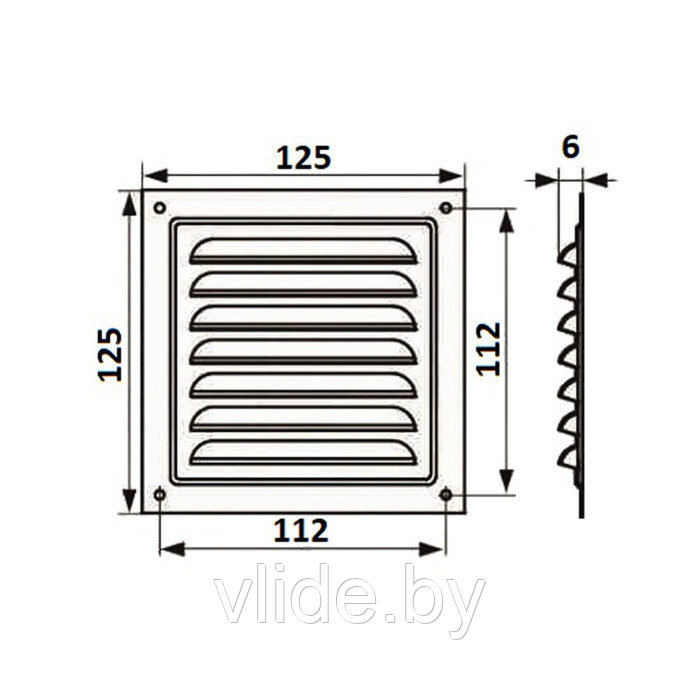 Решетка вентиляционная ZEIN Люкс РМ1212КР, 125 х 125 мм, с сеткой, металлическая, коричневая - фото 7 - id-p202254679