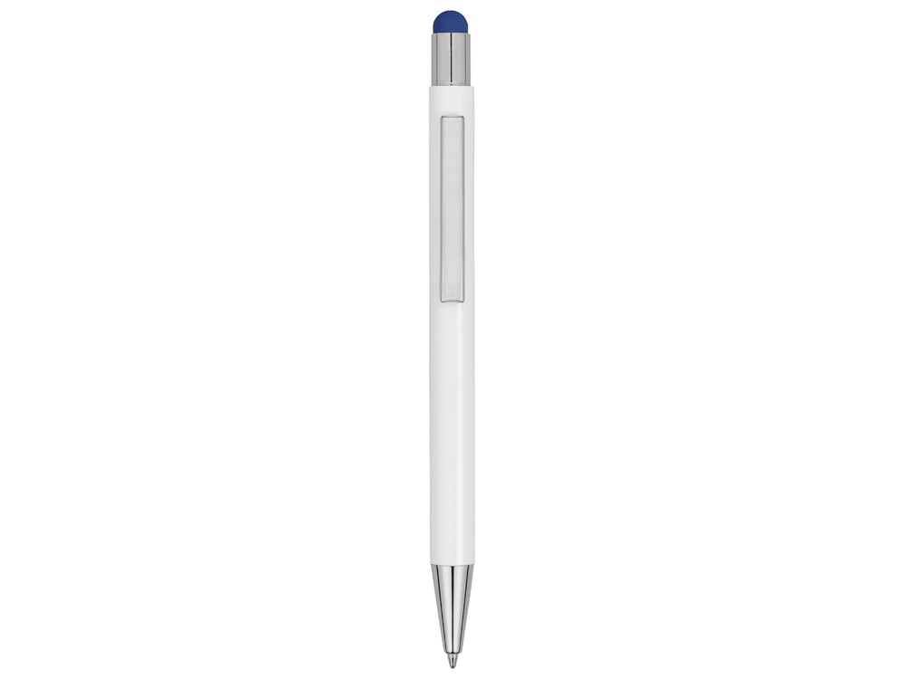 Ручка металлическая шариковая Flowery со стилусом и цветным зеркальным слоем, белый/синий - фото 3 - id-p223867178