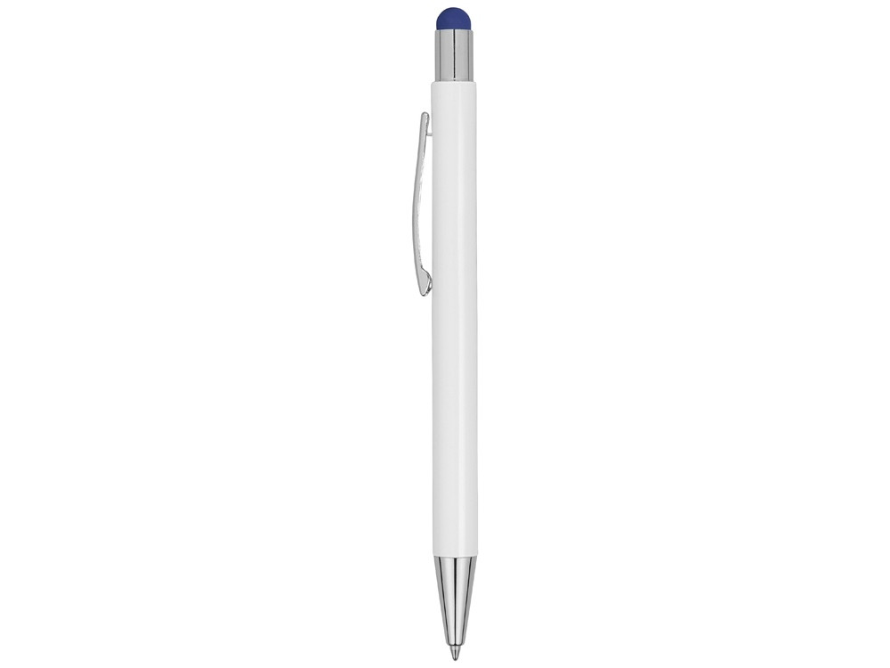 Ручка металлическая шариковая Flowery со стилусом и цветным зеркальным слоем, белый/синий - фото 4 - id-p223867178