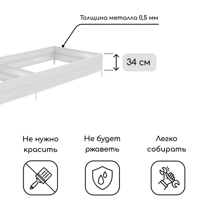 Грядка оцинкованная, 295 × 100 × 34 см, Greengo - фото 2 - id-p223867228