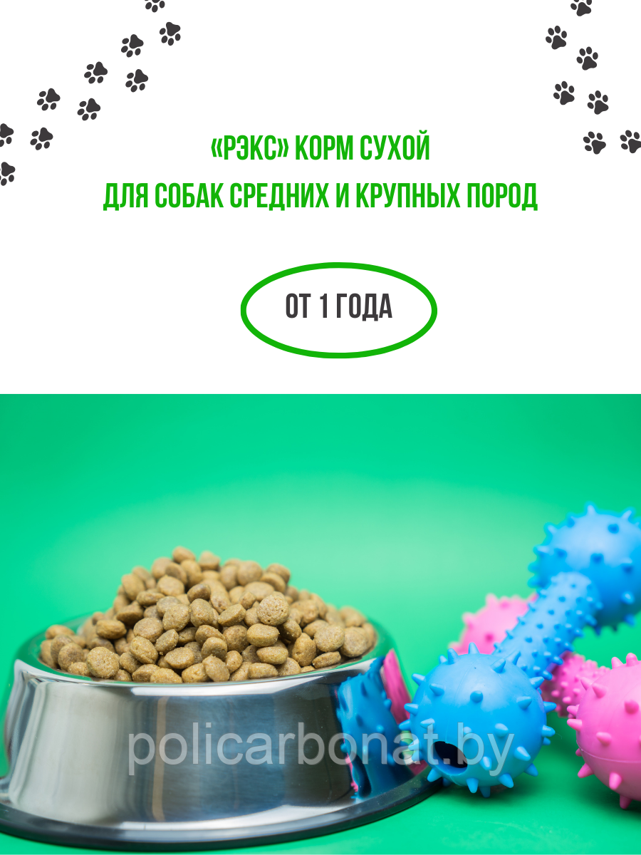 "Рэкс" Корм сухой для взрослых собак средних и крупных пород КСС-12 Б1 ЖБН-5 уп 20кг) - фото 5 - id-p223865970