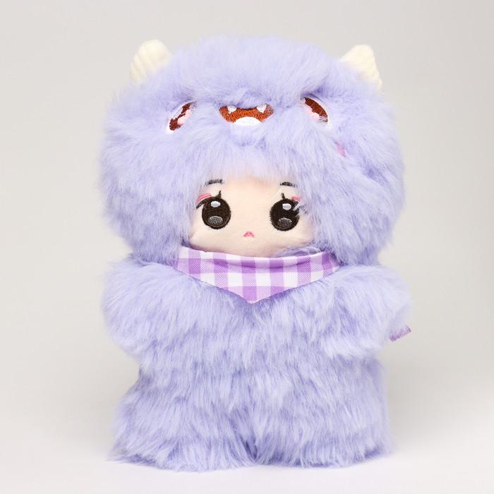Мягкая игрушка "Кукла" в костюме монстрика, 22 см, цвет фиолетовый - фото 1 - id-p223867507
