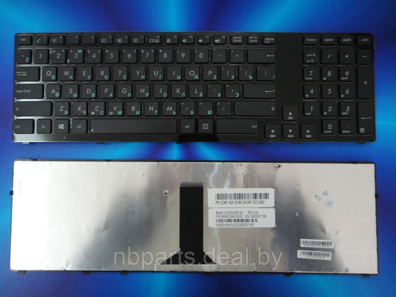 Клавиатура для ноутбука ASUS K95, чёрная, большой Enter, с рамкой, RU