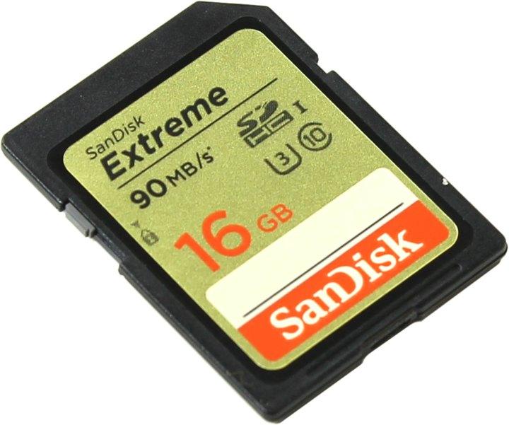 Карта памяти SanDisk Extreme SDSDXNE-016G-GNCIN SDHC Memory Card 16Gb UHS-I U3 - фото 1 - id-p223870139
