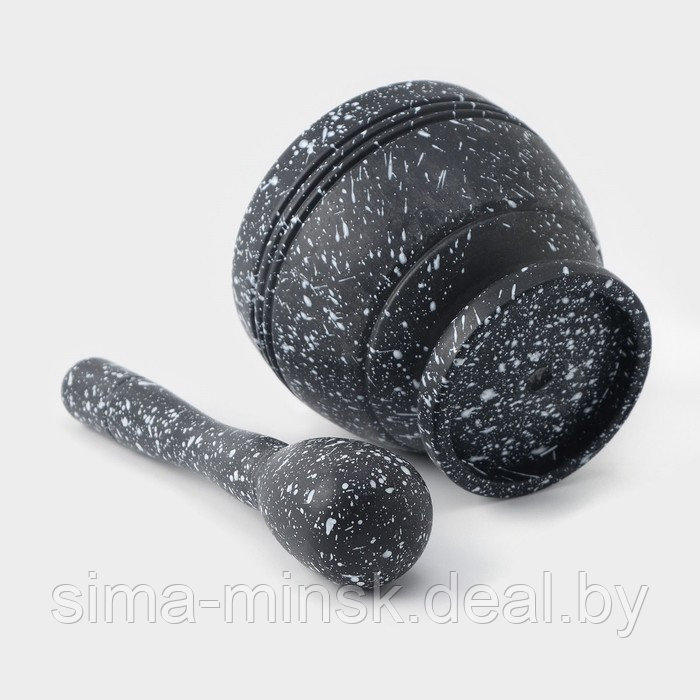 Ступка с пестиком Доляна «Чёрный мрамор», пластик, диаметр 10 см - фото 5 - id-p223870766