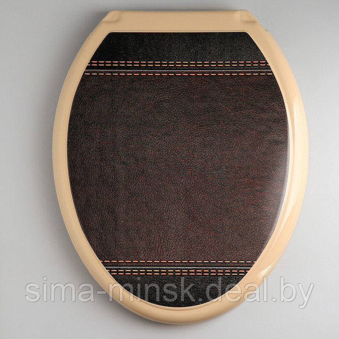 Сиденье для унитаза с крышкой «Декор. Кожа», 44,5×37,5 см, цвет коричневый - фото 1 - id-p223873961