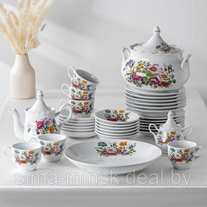 Набор столовой посуды «Букет цветов», 34 предмета - фото 1 - id-p223871201