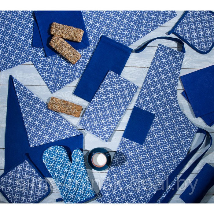 Фартук женский Snowflakes blue, размер 60х80 см, цвет синий - фото 2 - id-p223873000