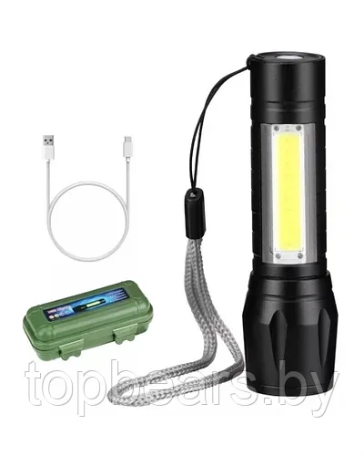 Ручной светодиодный аккумуляторный фонарь Яркий луч YYC-51, LED фонарик с системой фокусировки луча, черный - фото 3 - id-p223875803