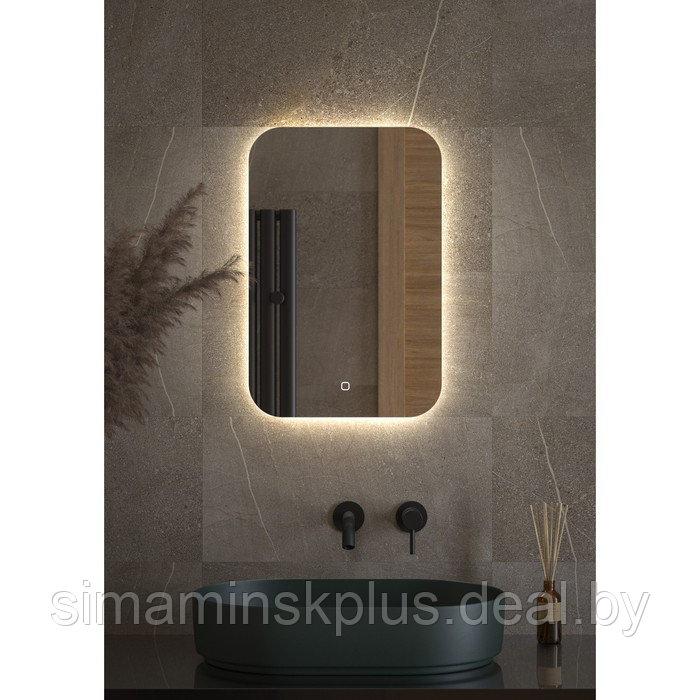 Зеркало с LED-подсветкой 17 Вт, 40x60 см, сенсорный выключатель, нейтральный белый свет - фото 3 - id-p223876069
