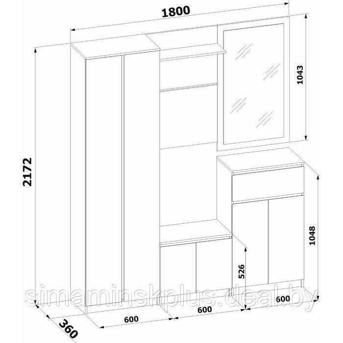 Шкаф для одежды «ШО-4», 600 × 360 × 2172 мм, цвет белый - фото 6 - id-p223875996