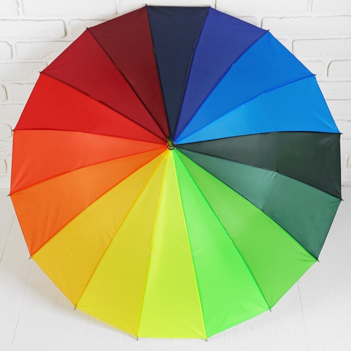 Зонт - трость полуавтоматический «Радужное настроение», 16 спиц, R = 48 см, разноцветный - фото 3 - id-p223876241