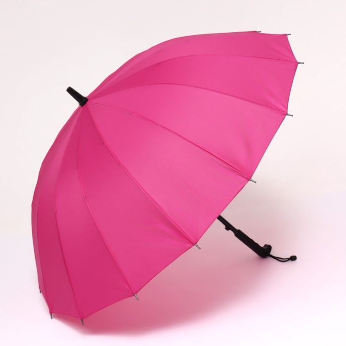 Зонт - трость полуавтоматический «Однотонный», 16 спиц, R = 48 см, цвет МИКС/чёрный - фото 1 - id-p223876243