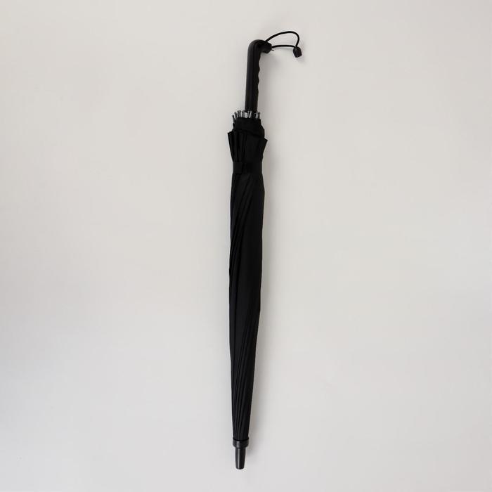 Зонт - трость полуавтоматический, 16 спиц, R = 48 см, цвет чёрный - фото 5 - id-p223876303