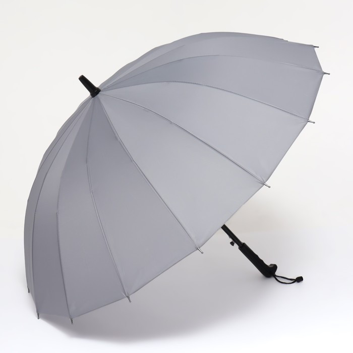 Зонт - трость полуавтоматический «Однотонный», 16 спиц, R = 48 см, цвет МИКС/чёрный - фото 1 - id-p223876304
