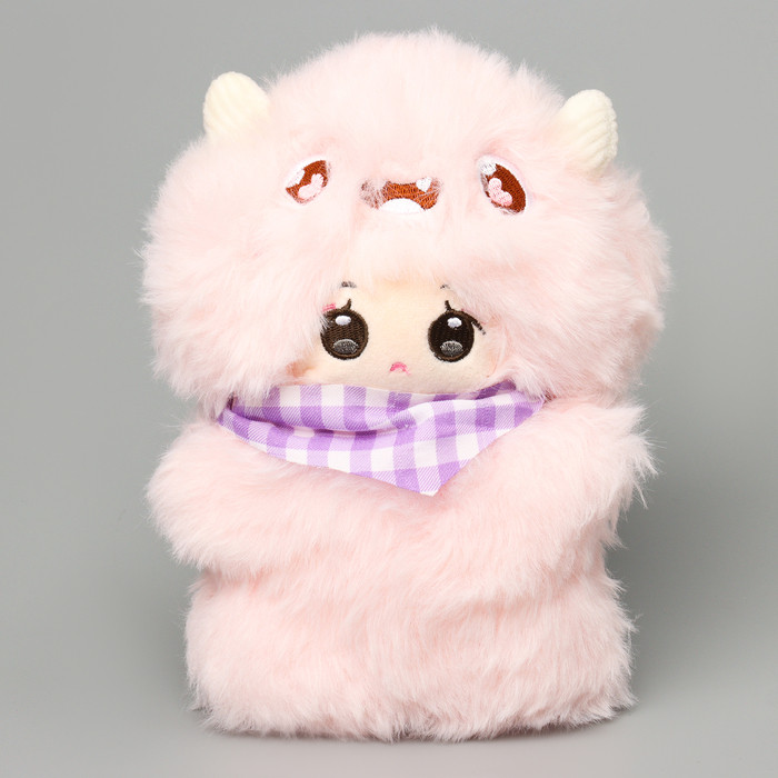 Мягкая игрушка "Кукла" в костюме монстрика, 22 см, цвет розовый - фото 1 - id-p223876309