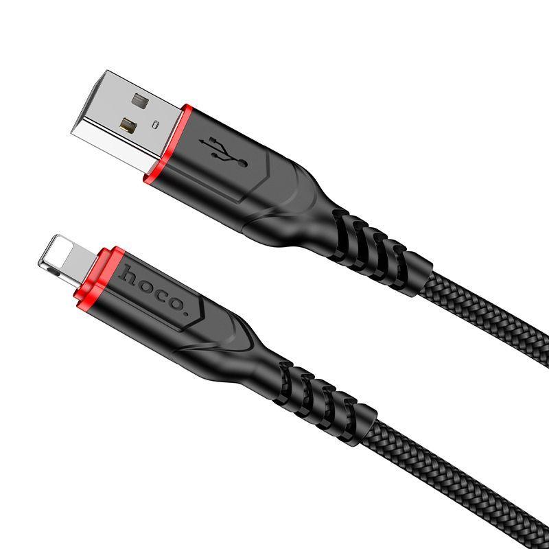 USB дата-кабель Hoco X59 USB - Lightning (2 м, 2.4 A,нейлон) черный - фото 3 - id-p223877920
