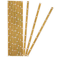 Трубочки для коктейлей Белые звезды, золото, металлик, 12 шт (арт.6231293)