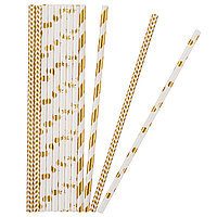 Трубочки для коктейлей Золотой микс, белый/золото, металлик, 12 шт (арт.6231316)