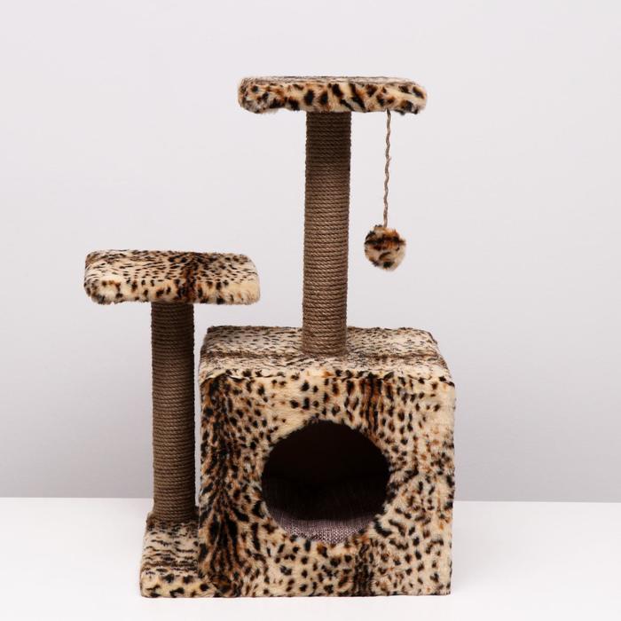 Домик для кошек с когтеточкой, квадратный, 3х-этажный, 45 × 47 × 75 см, леопард - фото 3 - id-p223883384