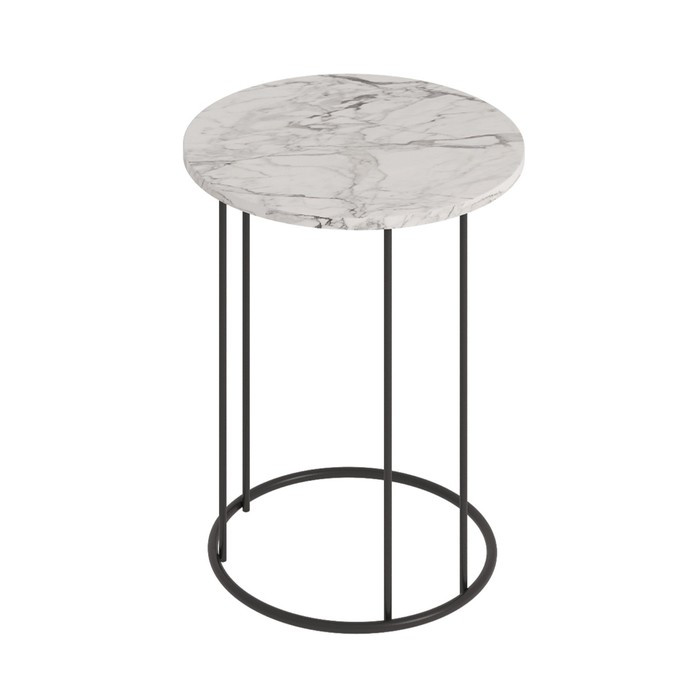 Кофейный столик «Ст127.0», 450×450×650 мм, цвет МДФ монте белый / металл чёрный муар - фото 1 - id-p223883743