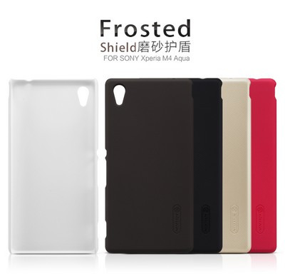 Пластиковый чехол с пленкой Nillkin Super Frosted Shield Gold для Sony Xperia M4 Aqua - фото 4 - id-p223883762