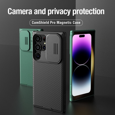 Чехол-накладка с пластиной Magsafe Nillkin CamShield Pro Magnetic Черная для Samsung Galaxy S24 Ultra - фото 9 - id-p223883869