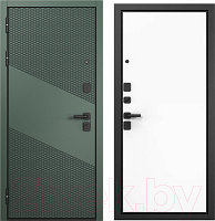 Входная дверь Mastino T4 Trust Eco PP черный муар металлик/авокадо/эмаль белоснежный