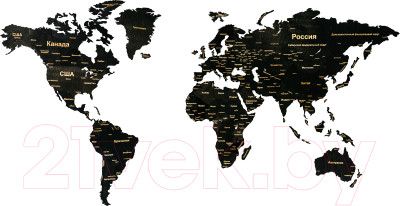 Декор настенный Woodary Карта мира XXL / 3260 - фото 1 - id-p223884482