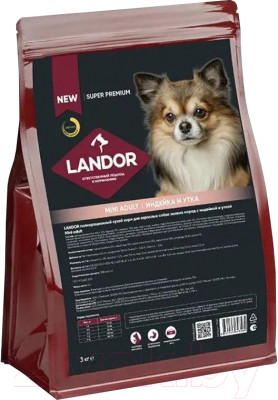 Сухой корм для собак Landor Для взрослых собак мелких пород c индейкой и уткой / L1020 - фото 1 - id-p223887075