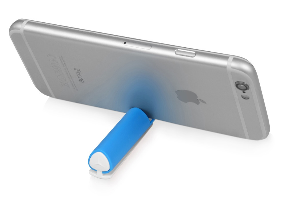 Ручка пластиковая шариковая трехгранная Nook с подставкой для телефона в колпачке, голубой/белый - фото 7 - id-p223889216